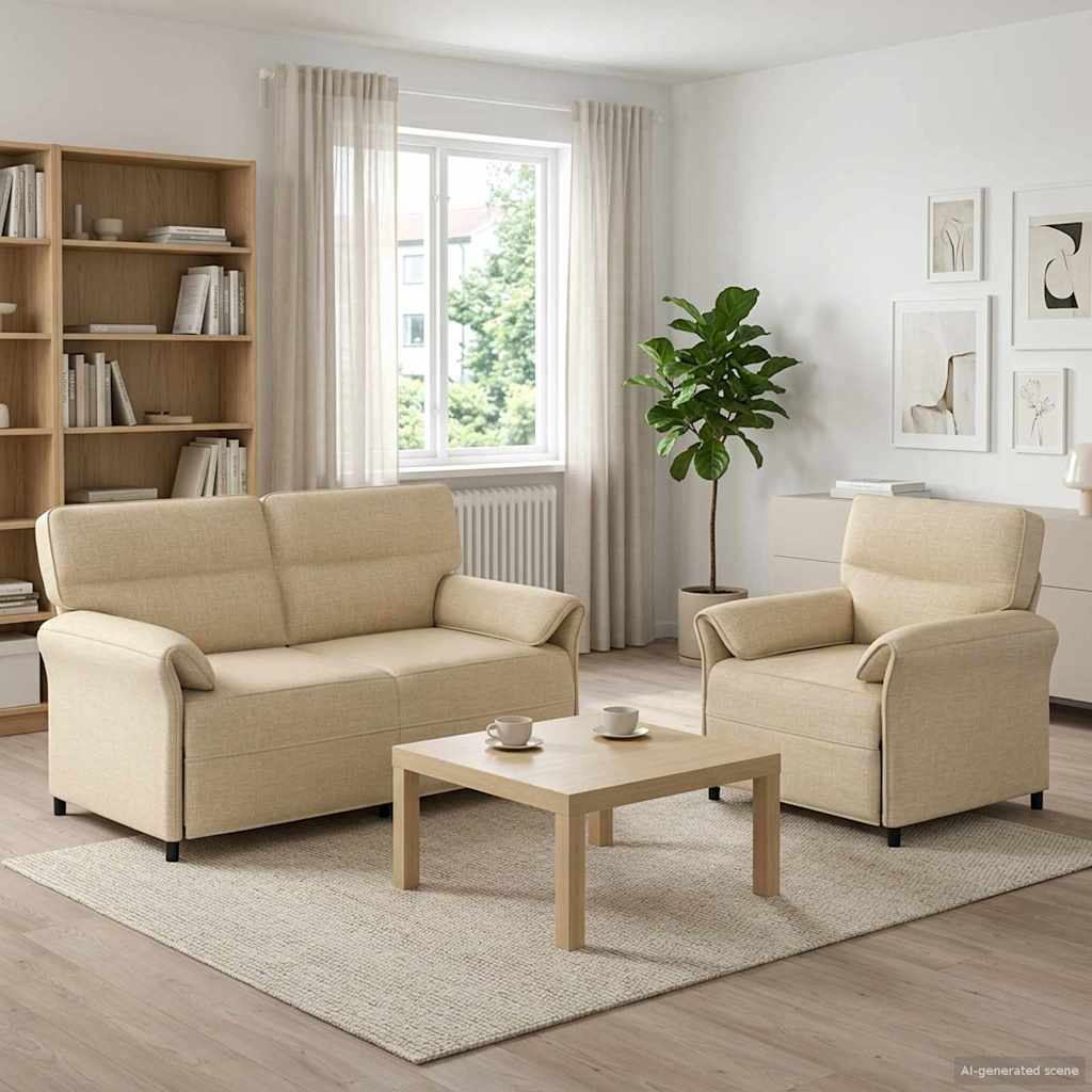 vidaXL Juego de Sofá 2 uds. Crema Tela