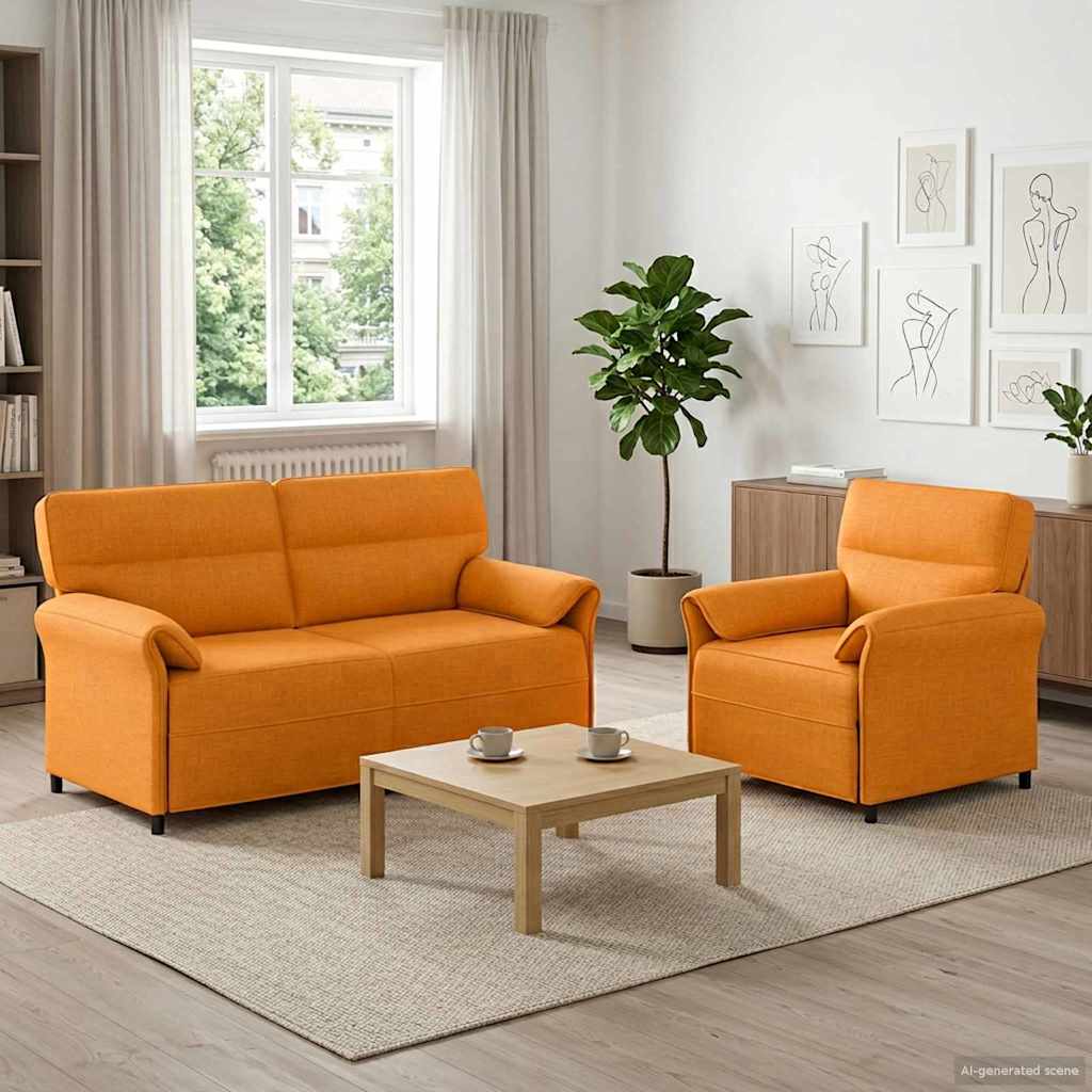 vidaXL Juego de Sofá 2 uds. Amarillo oscuro Tela