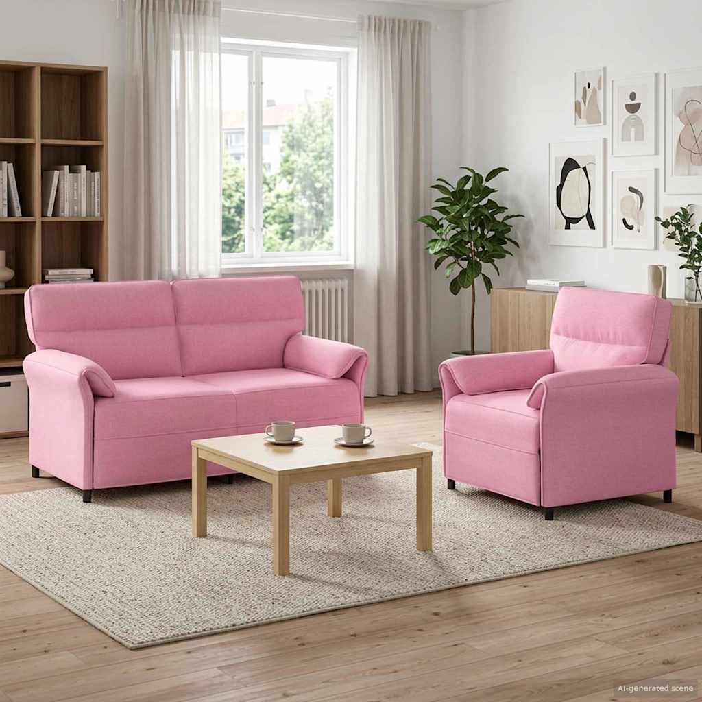 vidaXL Juego de Sofá 2 uds. Rosa Tela