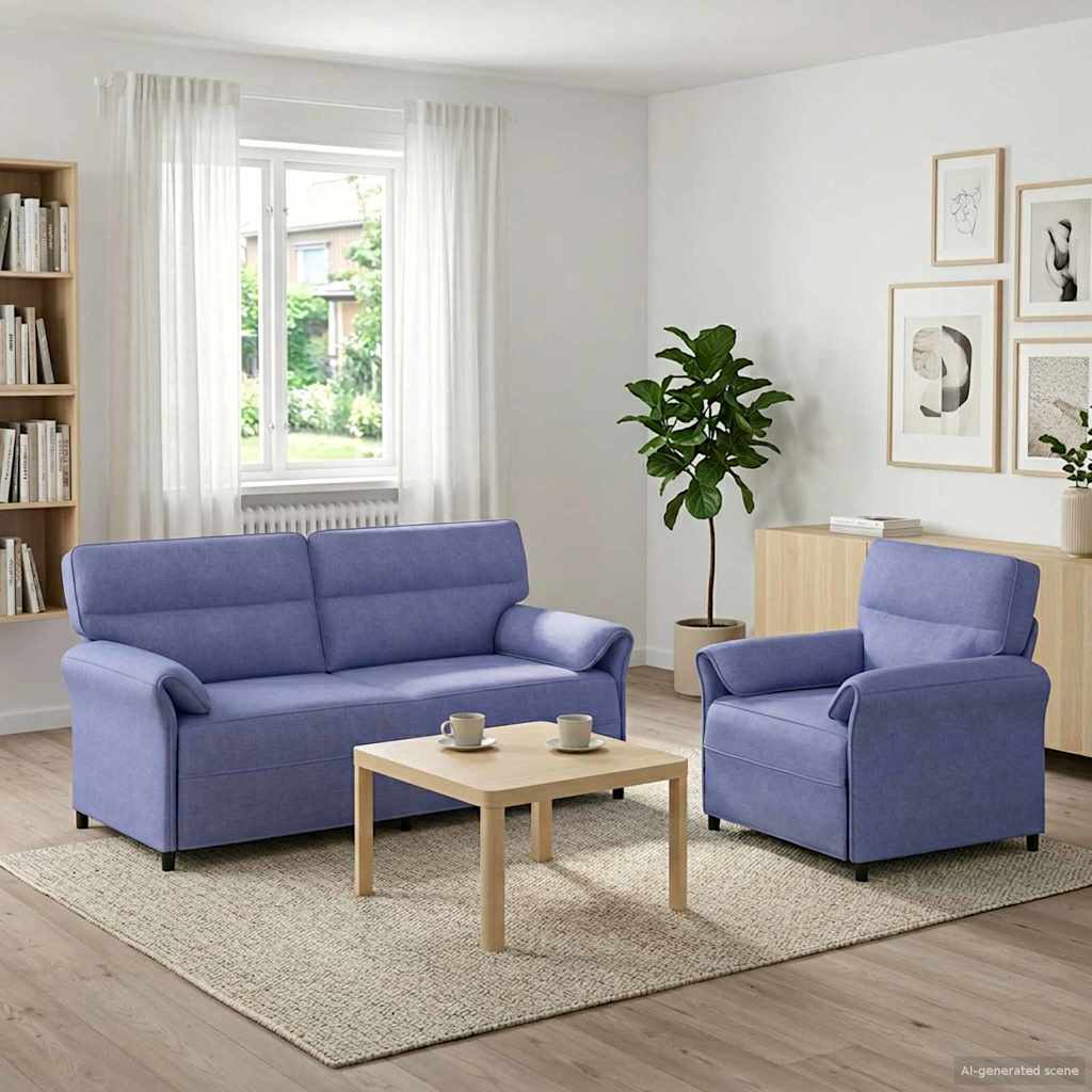 vidaXL Juego de Sofá 2 uds. Azul jeans Tela