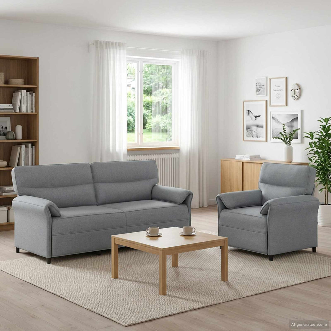 vidaXL Juego de Sofá 2 uds. Gris Claro Tela