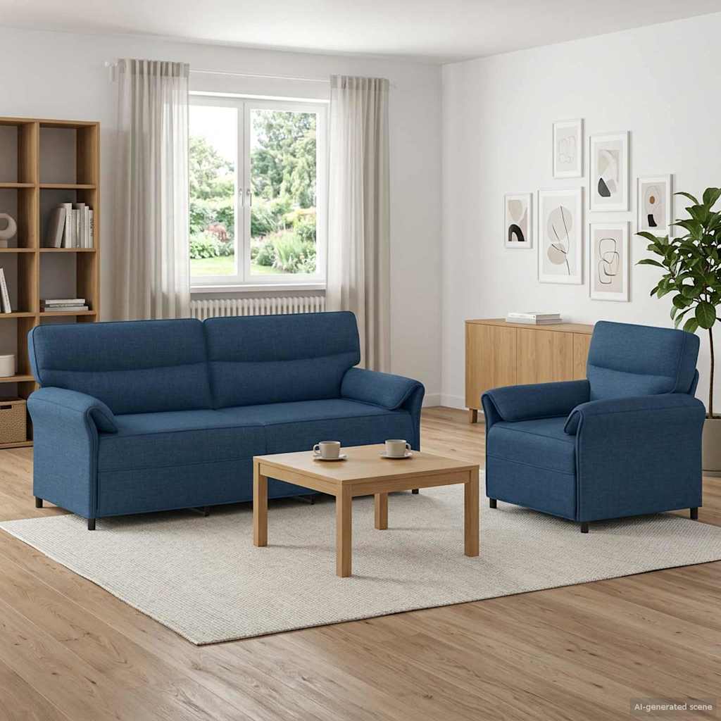 vidaXL Juego de Sofá 2 uds. Azul Tela