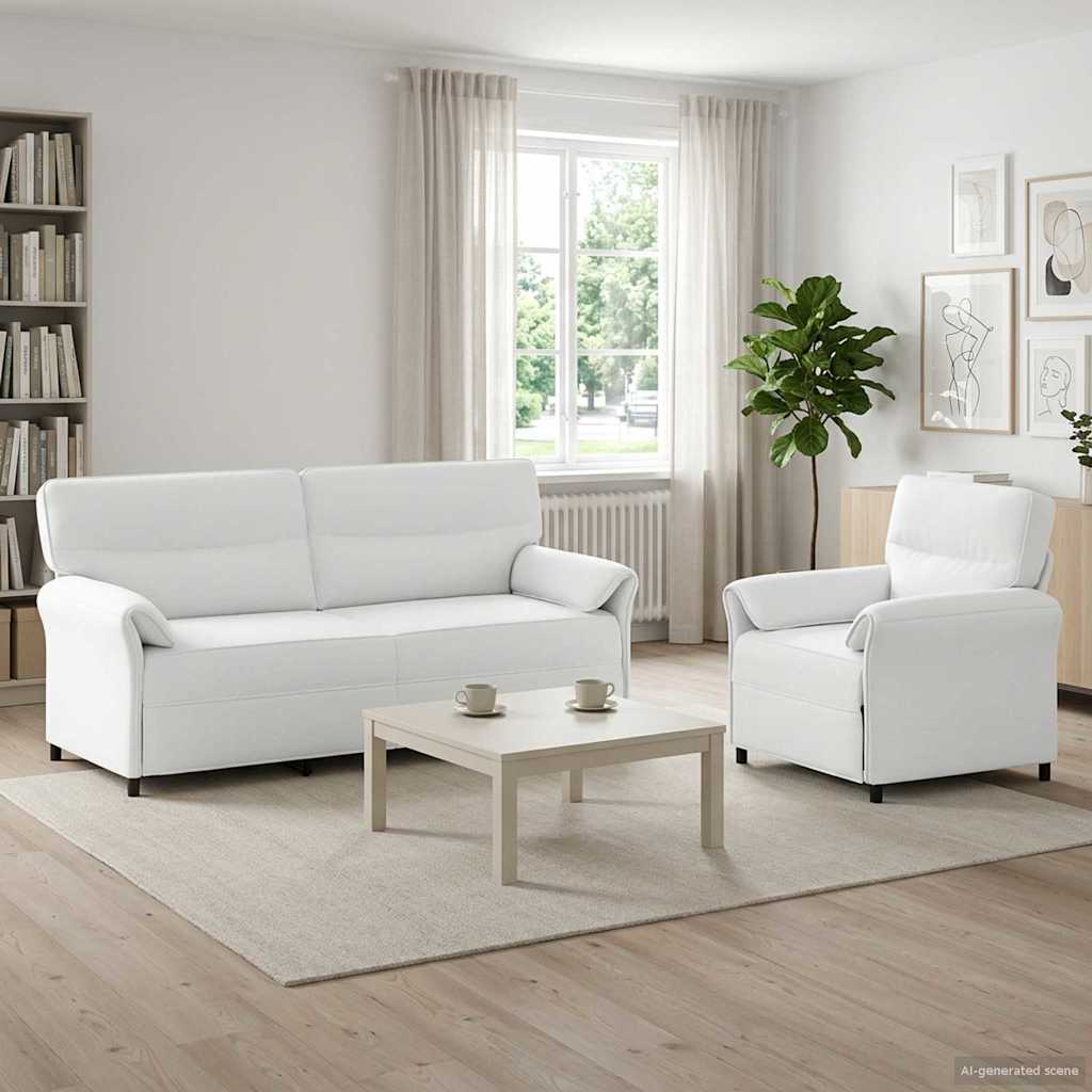 vidaXL Juego de Sofá 2 uds. Blanco Tela