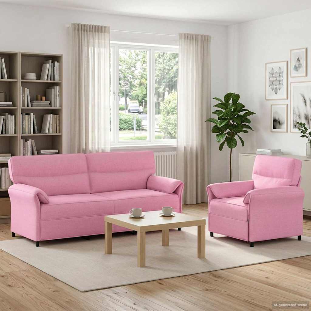 vidaXL Juego de Sofá 2 uds. Rosa Tela