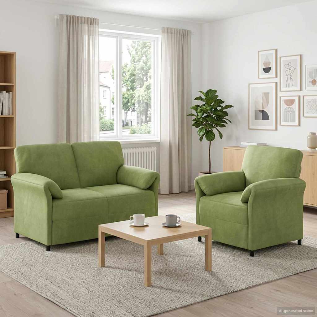 vidaXL Juego de Sofá 2 uds. Verde claro Terciopelo