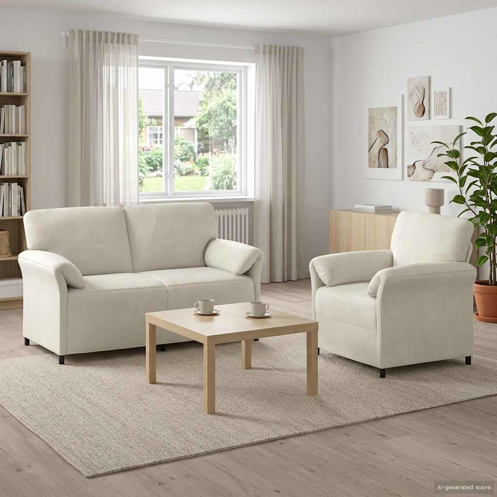 vidaXL Juego de Sofá 2 uds. Crema Terciopelo