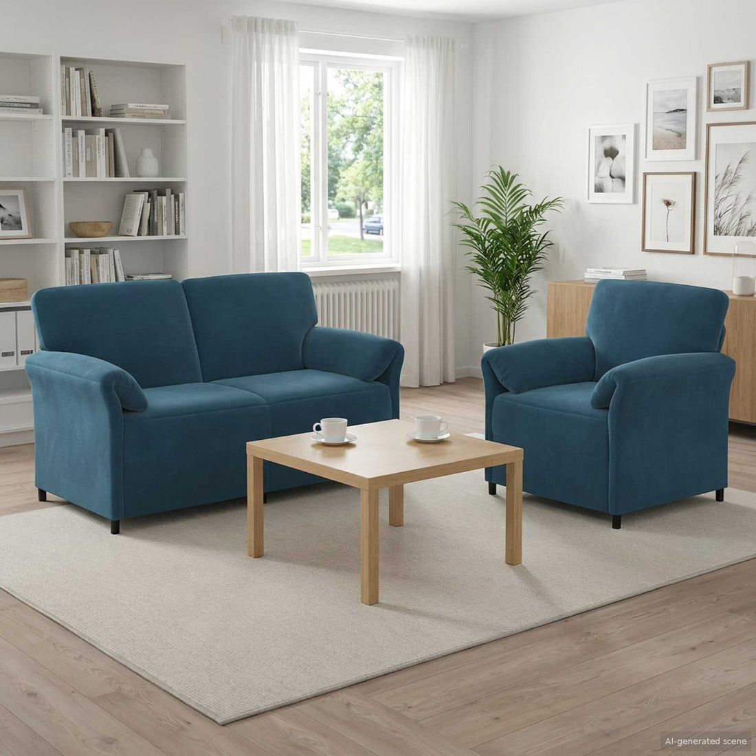 vidaXL Juego de Sofá 2 uds. Azul Terciopelo