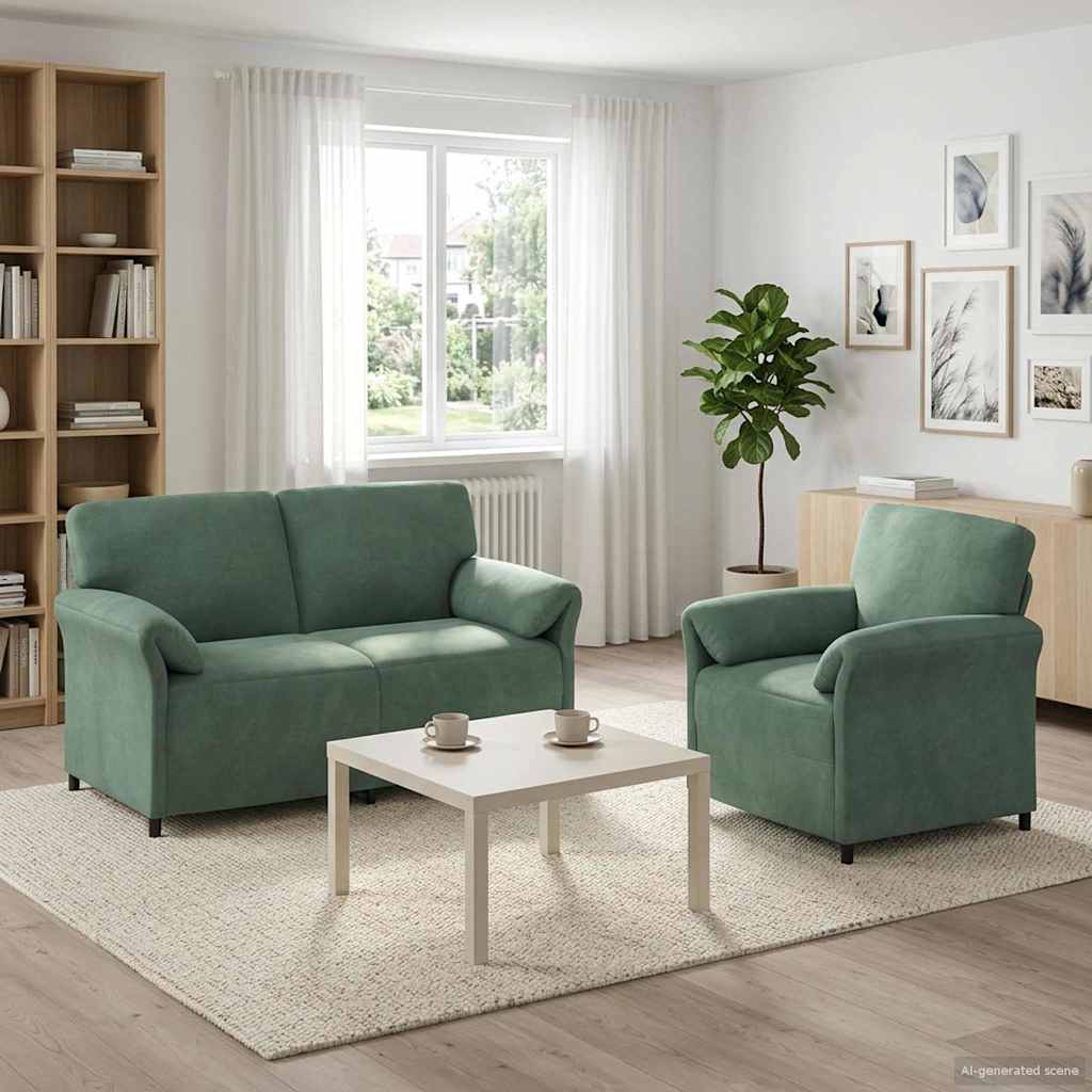 vidaXL Juego de Sofá 2 uds. Verde Mar Terciopelo