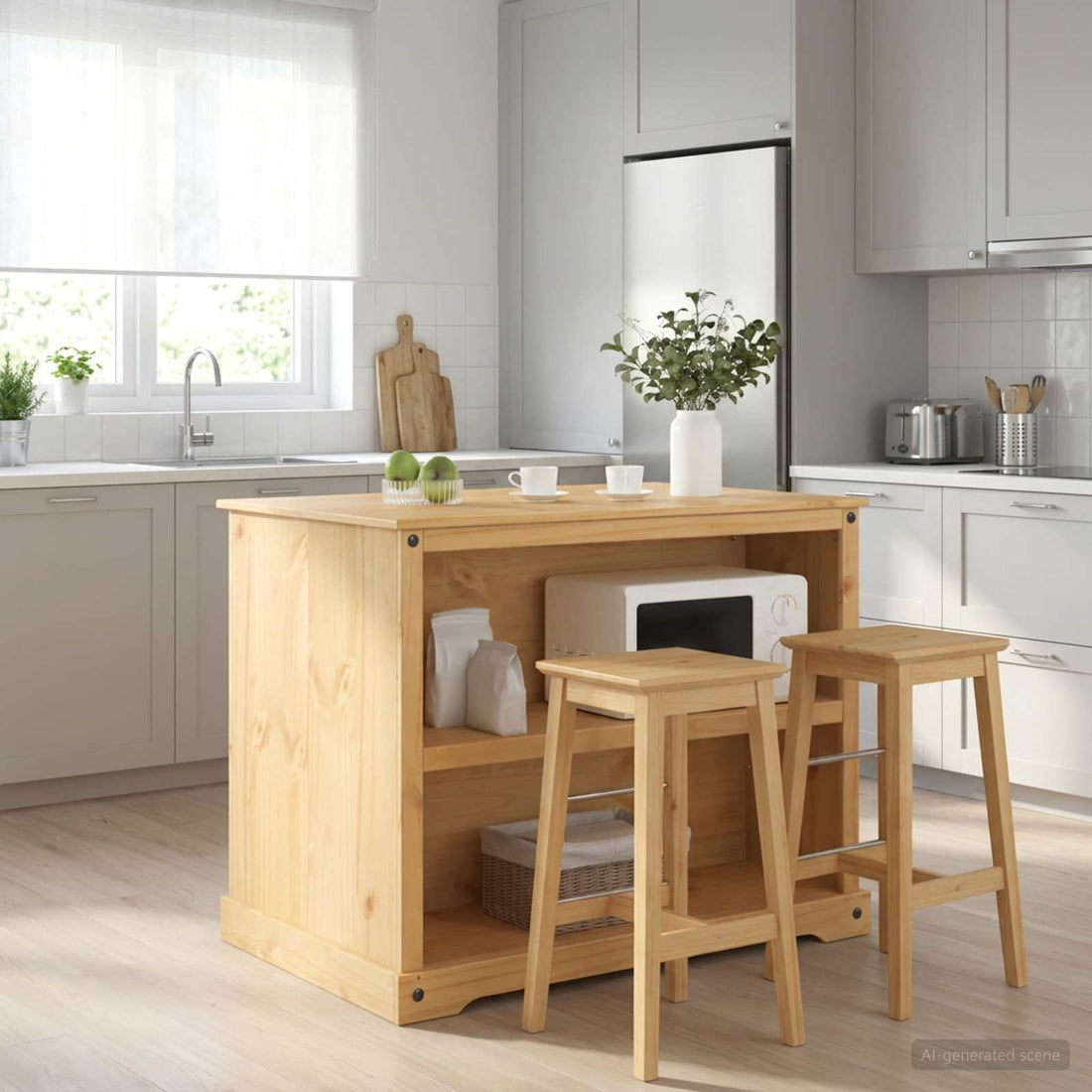 vidaXL Juego de isla de cocina 2 uds. Cera de Miel 112 x 77 x 91,5 cm