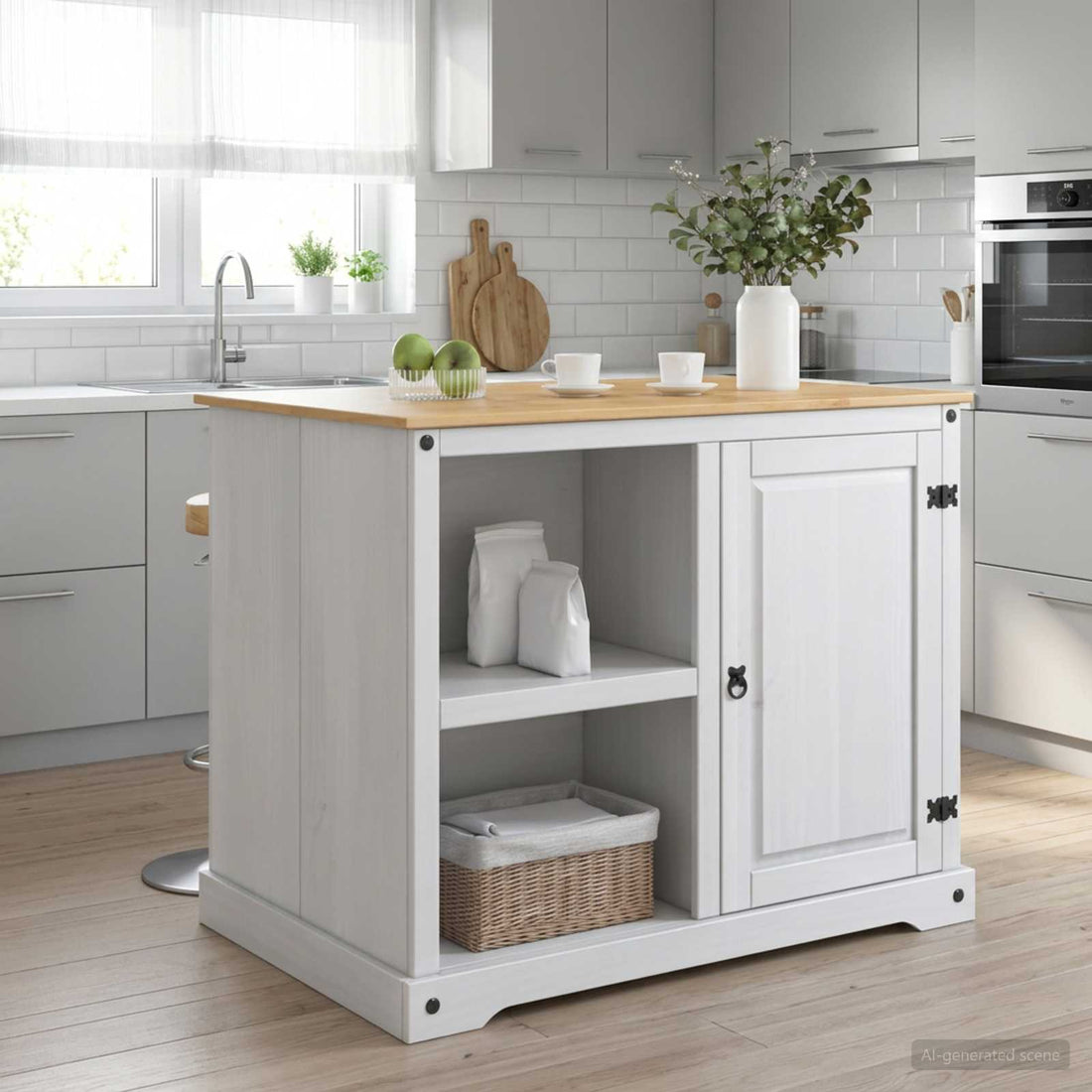 vidaXL Juego de isla de cocina 2 uds. y Cera de Miel Pino macizo