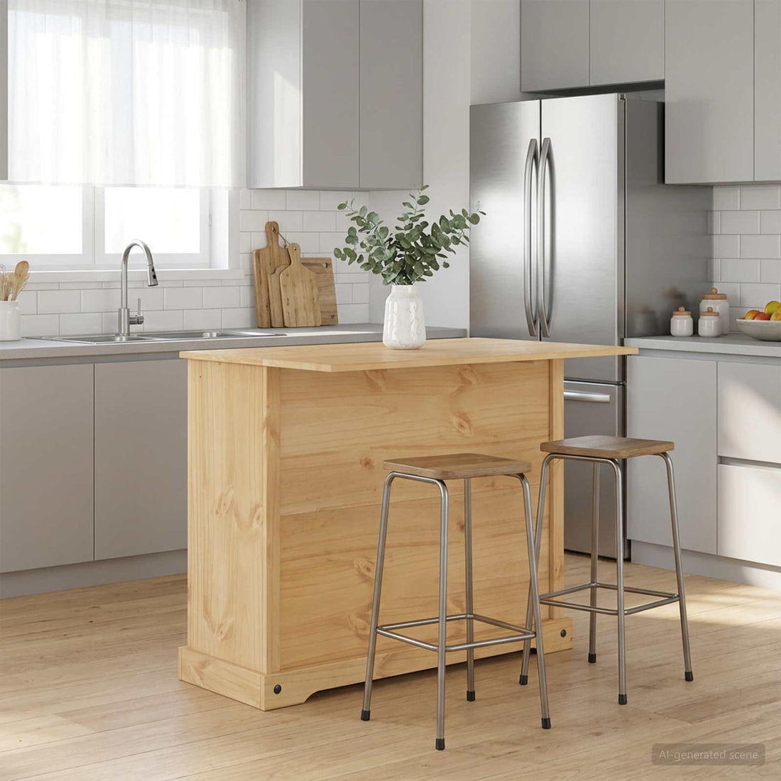 vidaXL Juego de isla de cocina 2 uds. Cera de Miel 112 x 70 x 91,5 cm