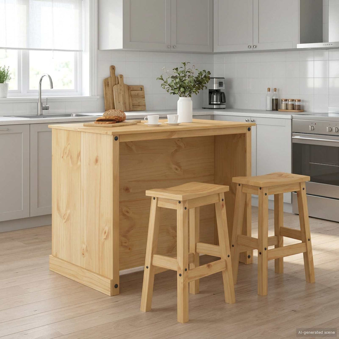 vidaXL Juego de isla de cocina 3 uds. Cera de Miel 112 x 77 x 91,5 cm