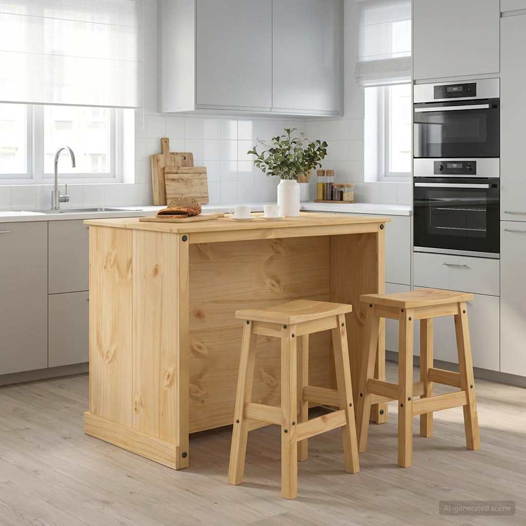 vidaXL Juego de isla de cocina 3 uds. Cera de Miel 112 x 77 x 91,5 cm