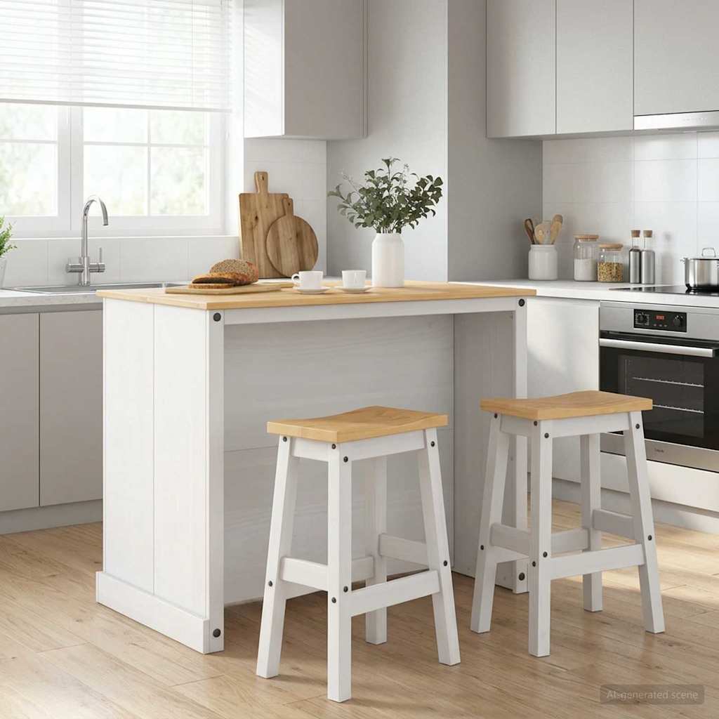 vidaXL Juego de isla de cocina 3 uds. y Cera de Miel Pino macizo