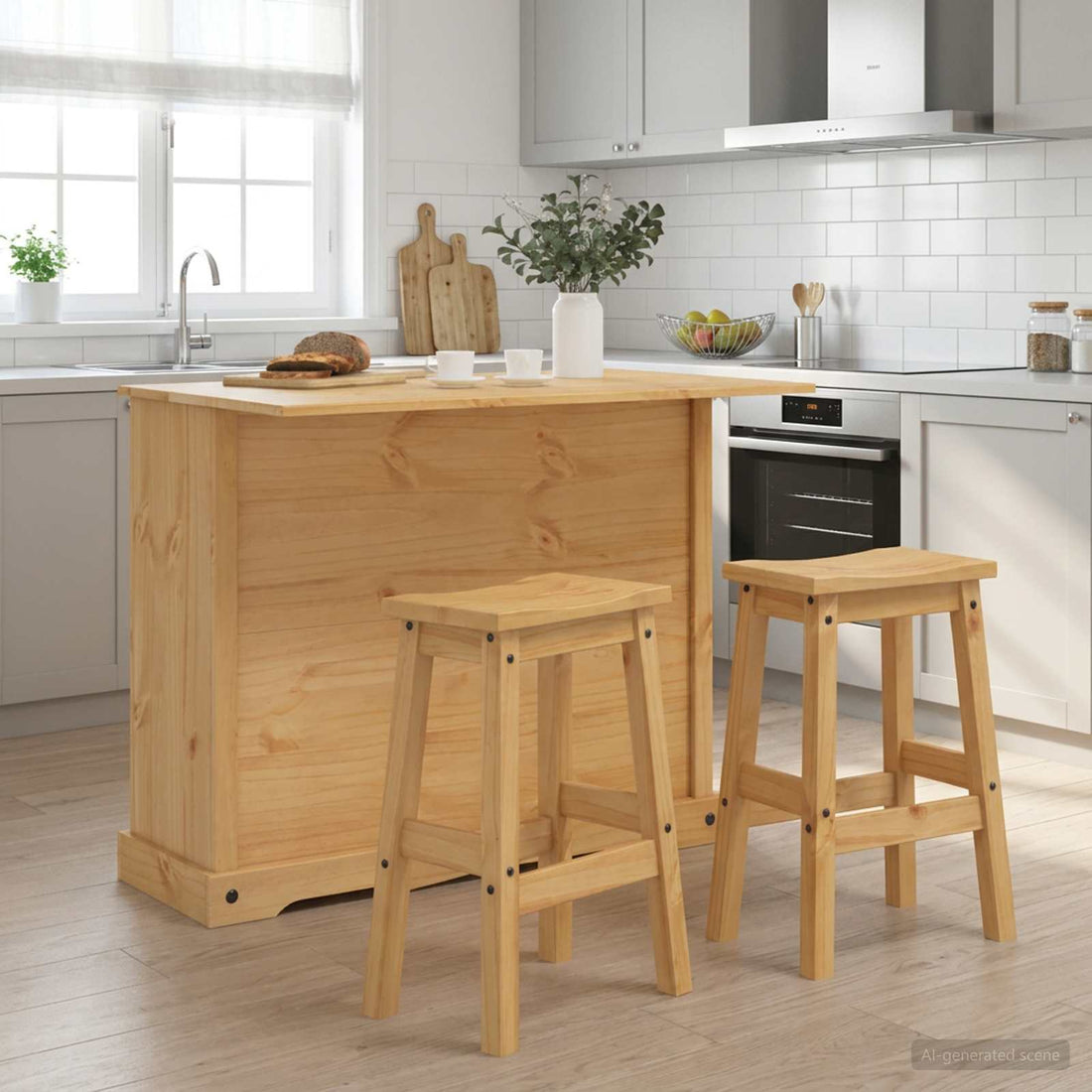 vidaXL Juego de isla de cocina 3 uds. Cera de Miel 112 x 70 x 91,5 cm