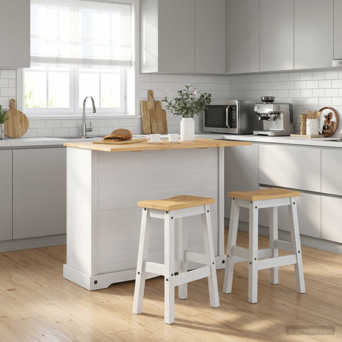 vidaXL Juego de isla de cocina 3 uds. y Cera de Miel Pino macizo