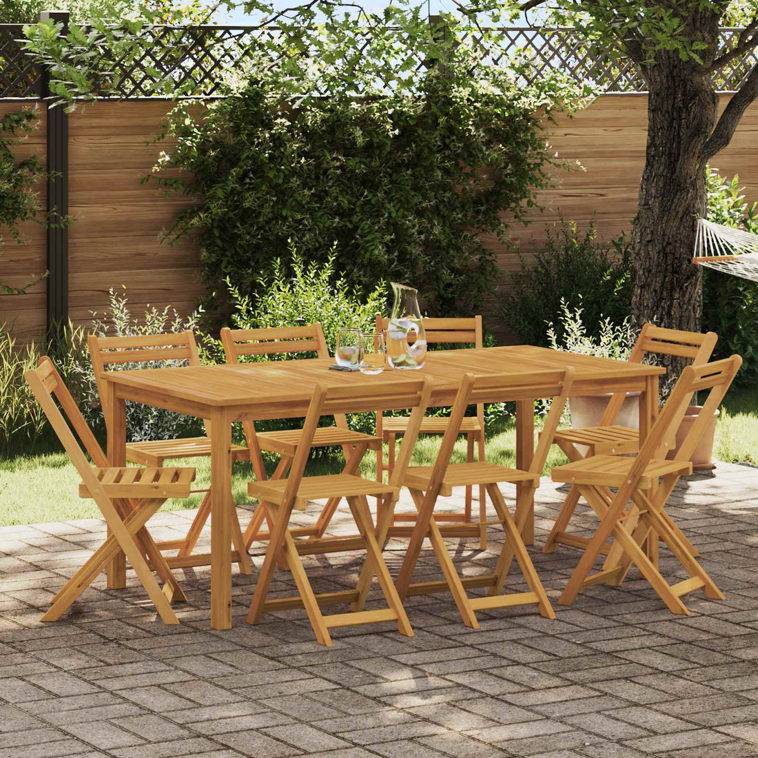 vidaXL Sillas Bistro de Exterior 8 uds. Natural