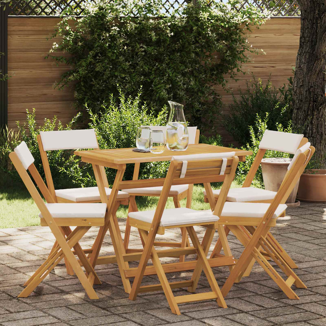 vidaXL Sillas Bistro de Exterior 6 uds. Blanco Crema