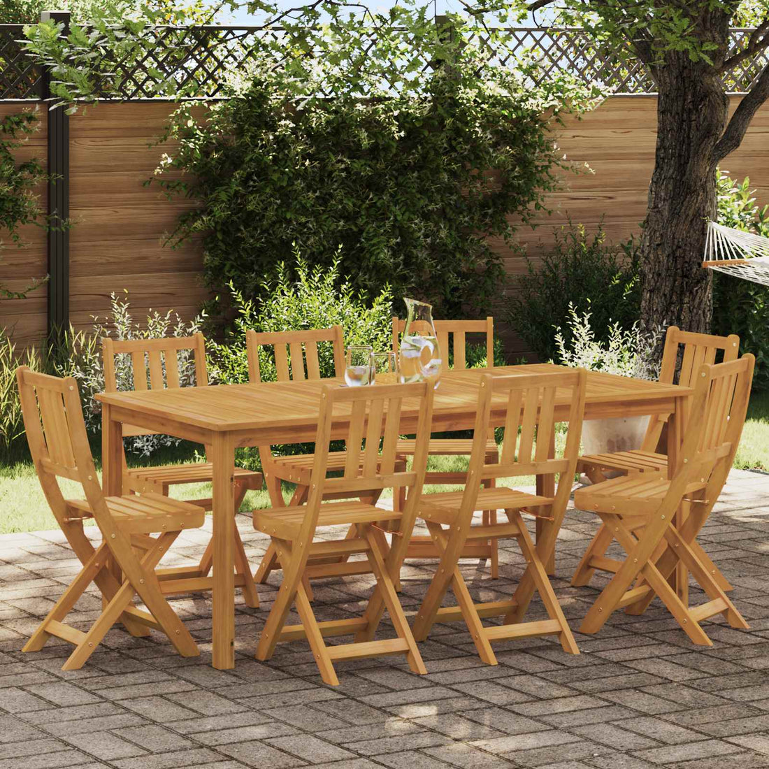 vidaXL Sillas Bistro de Exterior 8 uds. Natural