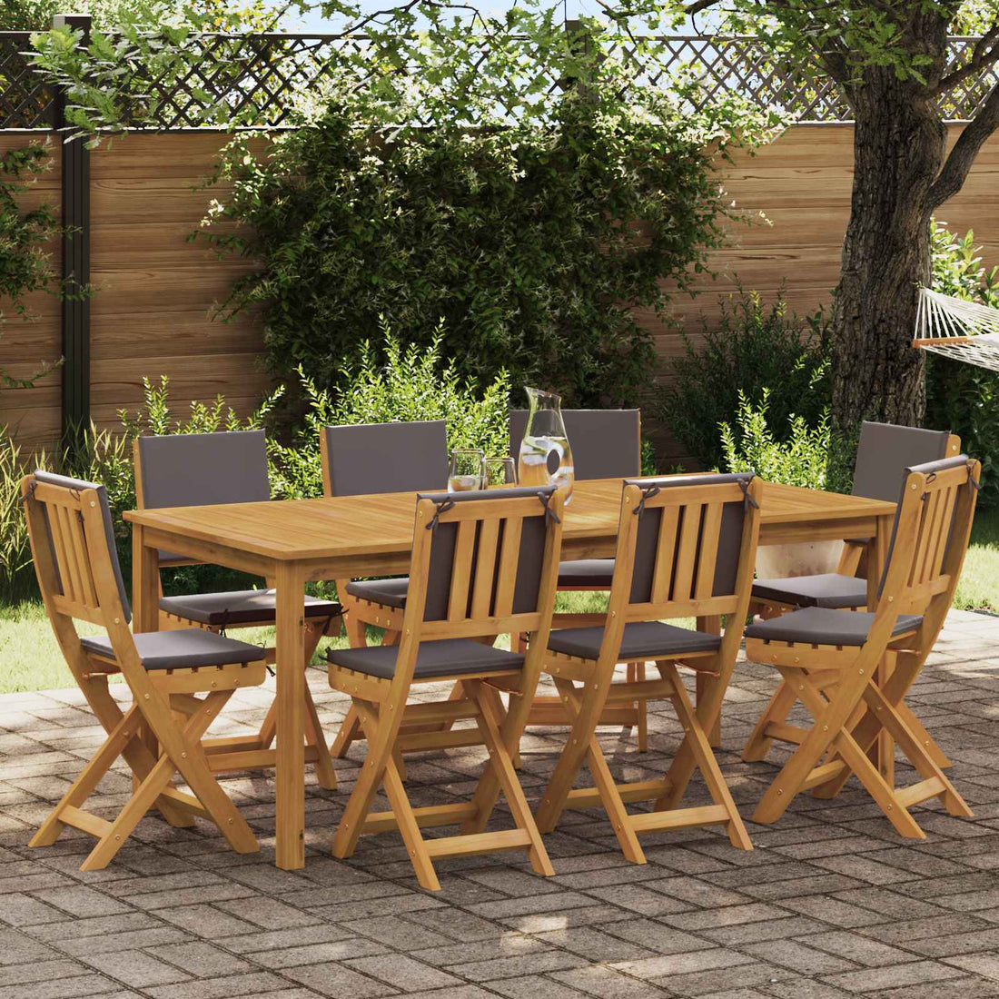 vidaXL Sillas Bistro de Exterior 8 uds. Gris oscuro