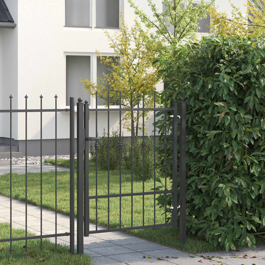 vidaXL Puerta de cerca ASTEN 100 x 125 cm Metal Negro Con cerradura