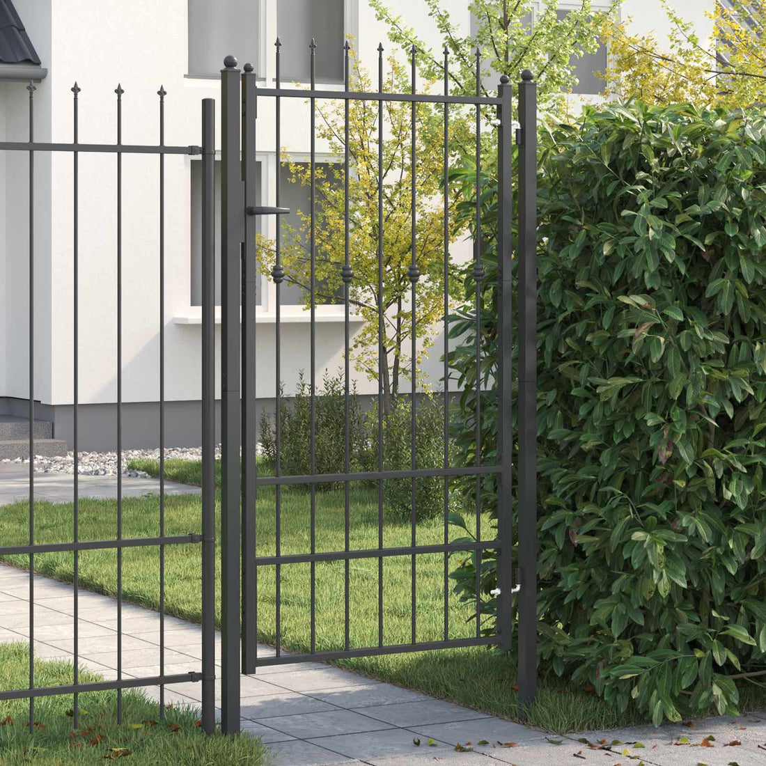 vidaXL Puerta de cerca ASTEN 100 x 175 cm Metal Negro Con cerradura