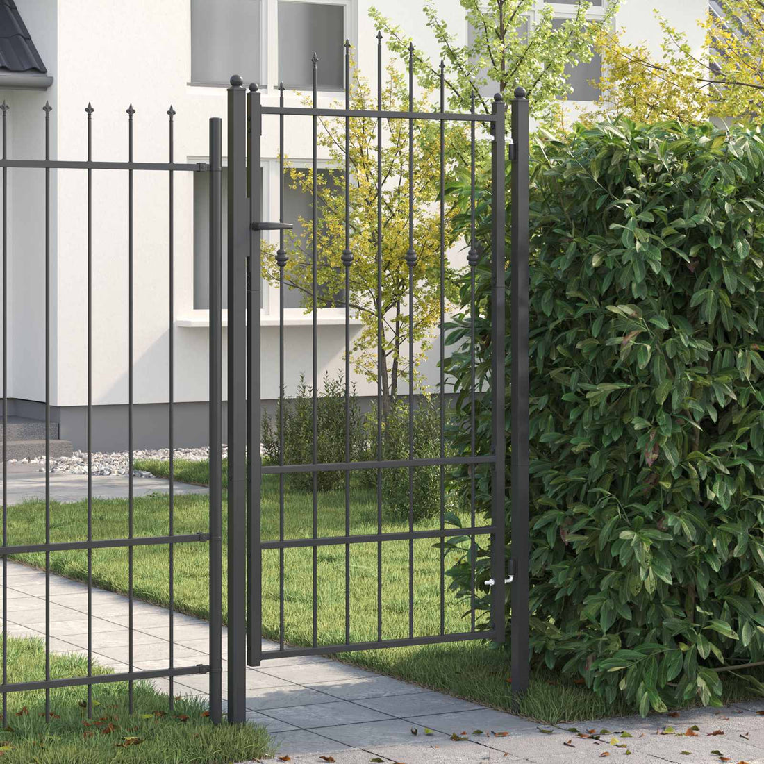 vidaXL Puerta de cerca ASTEN 100 x 175 cm Metal Negro Con cerradura