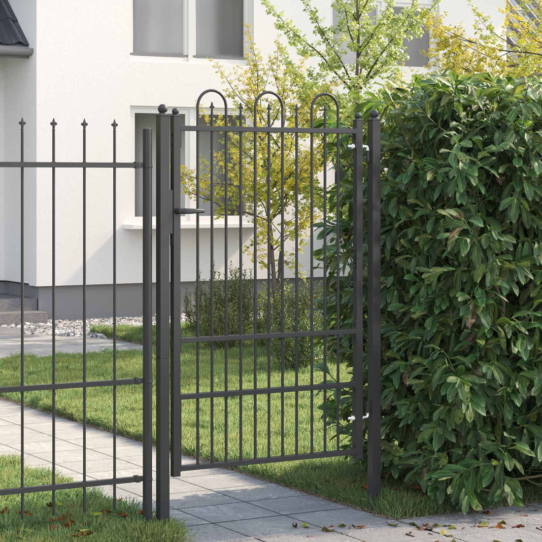 vidaXL Puerta de cerca DRONTEN 100 x 150 cm Acero Negro Con cerradura