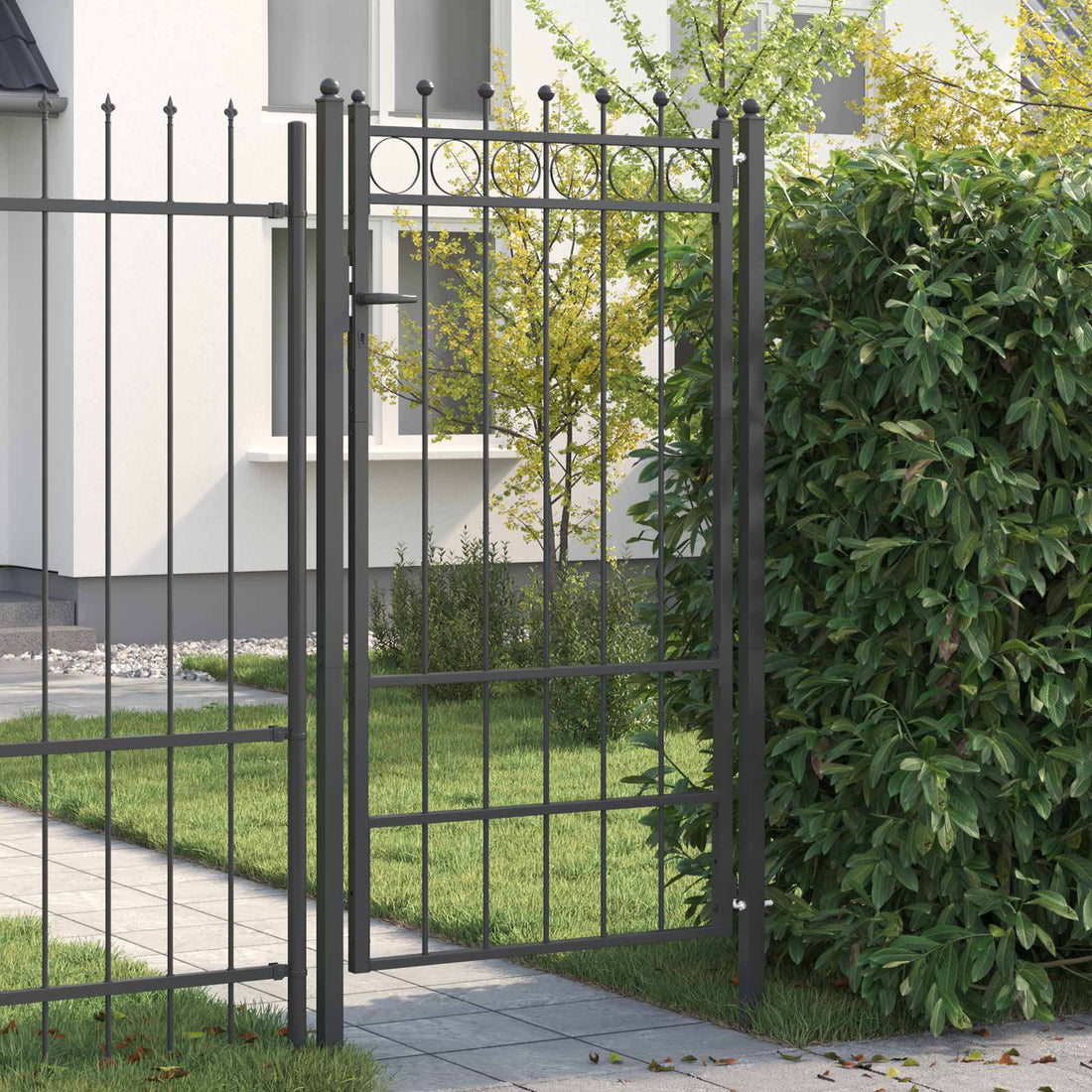 vidaXL Puerta de cerca HORST 100 x 175 cm Metal Negro Con cerradura
