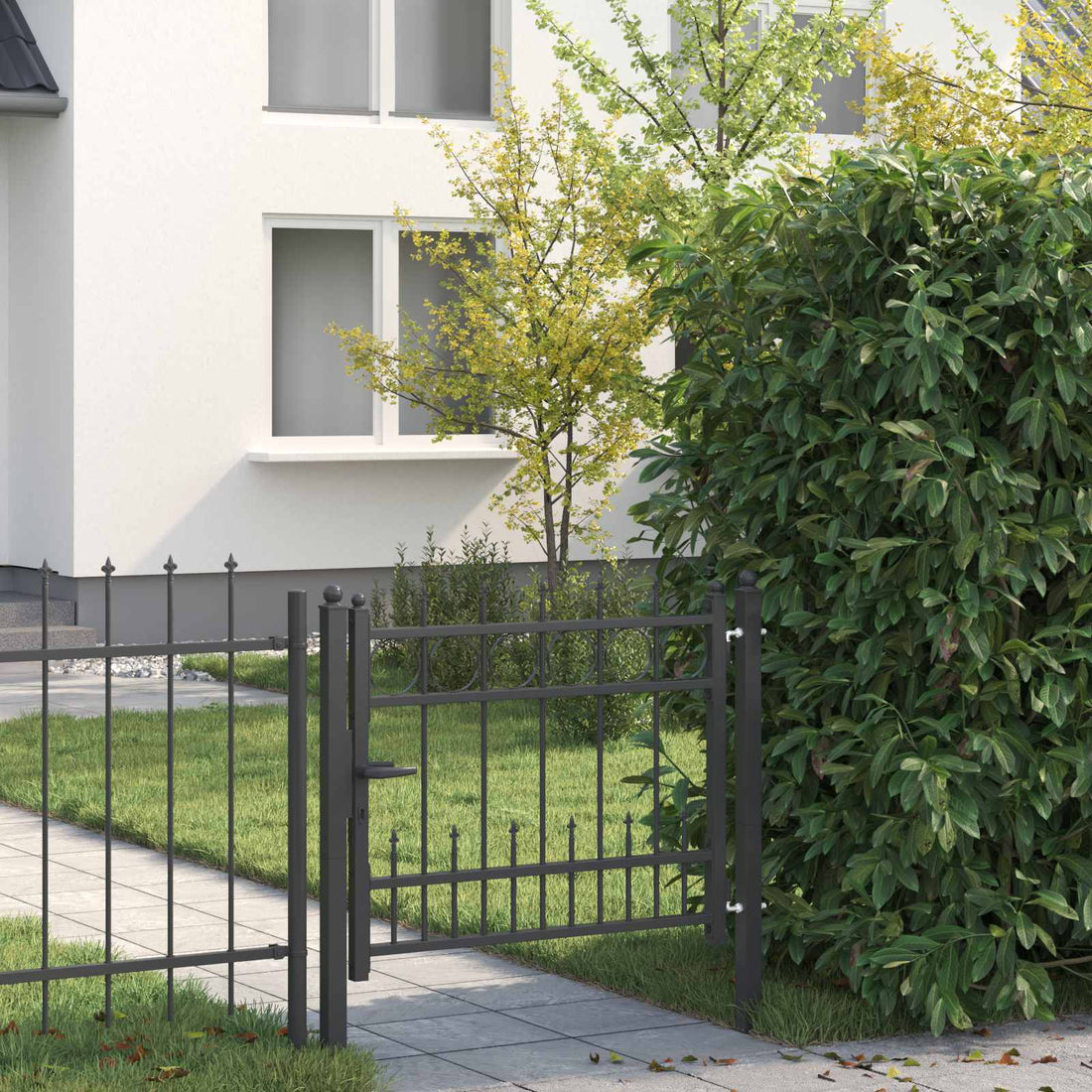 vidaXL Puerta de cerca HORST 100 x 75 cm Metal Negro Con cerradura