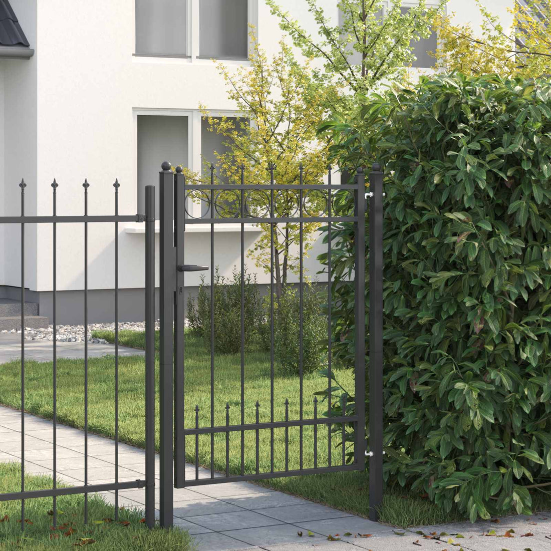 vidaXL Puerta de cerca HORST Acero Negro Con cerradura