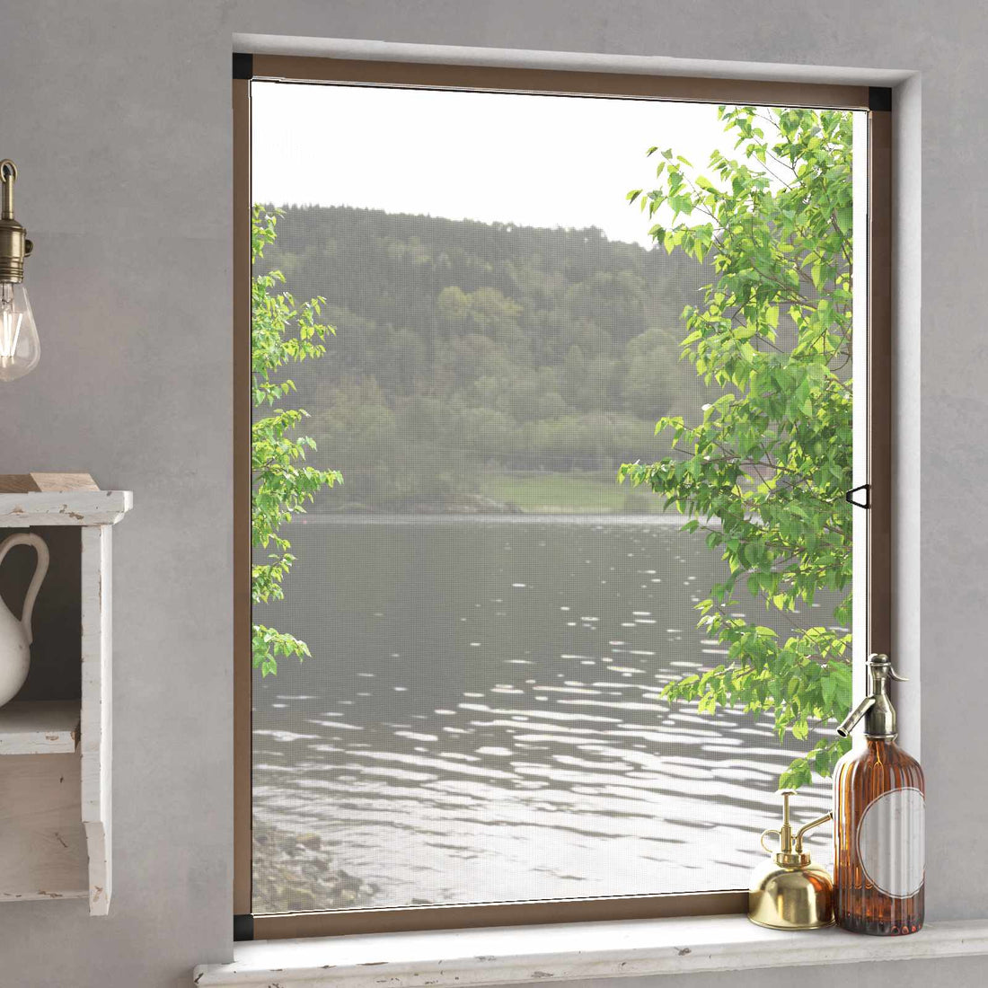 vidaXL Mosquitera para ventanas Marrón 110 x 130 cm