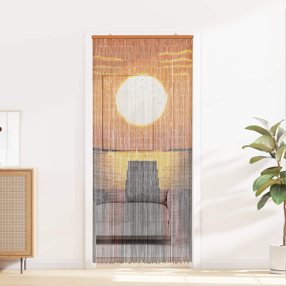 vidaXL Cortina de Puerta Insectos Multicolor 90 x 200 cm Bambú