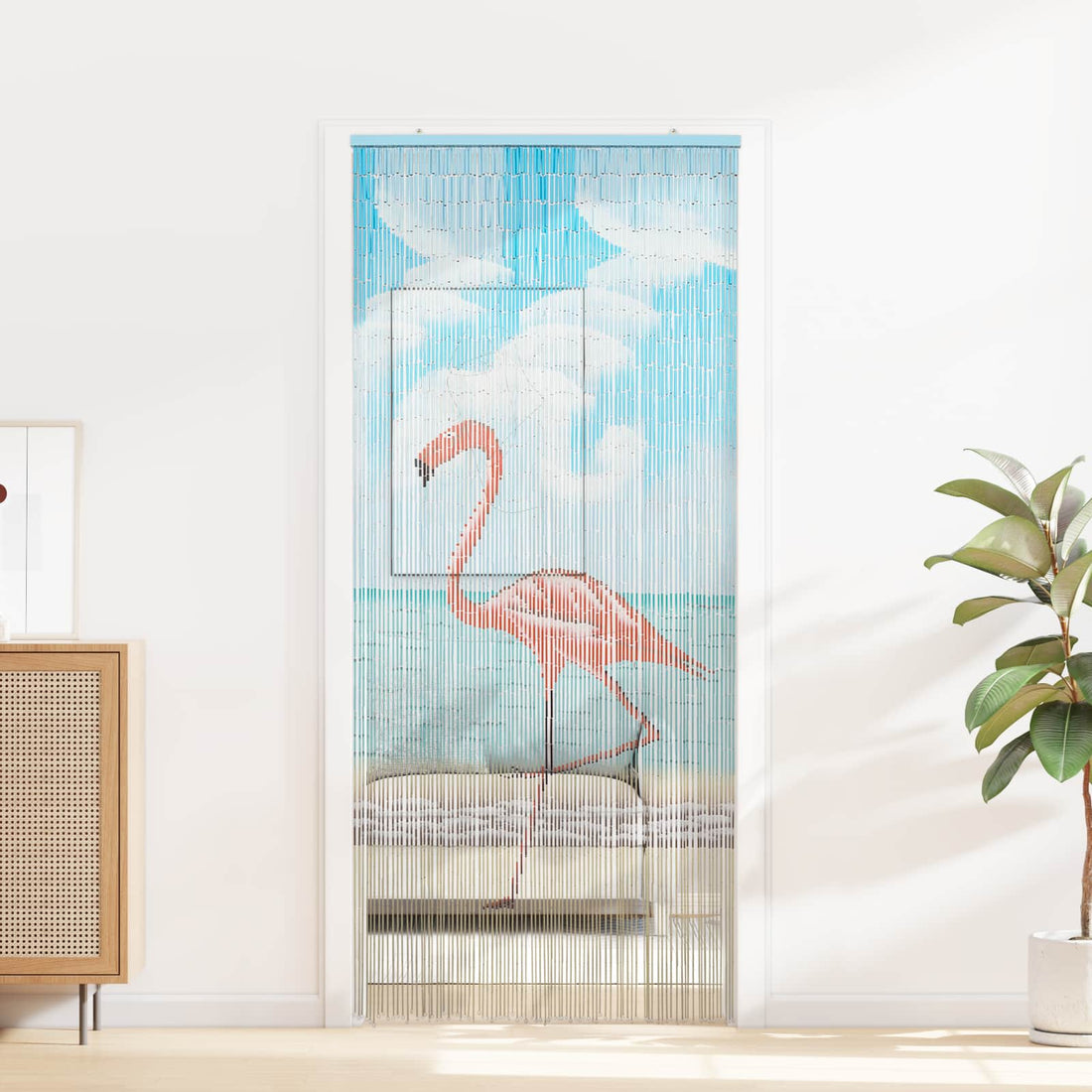 vidaXL Cortina de Puerta Insectos Multicolor 90 x 200 cm Bambú
