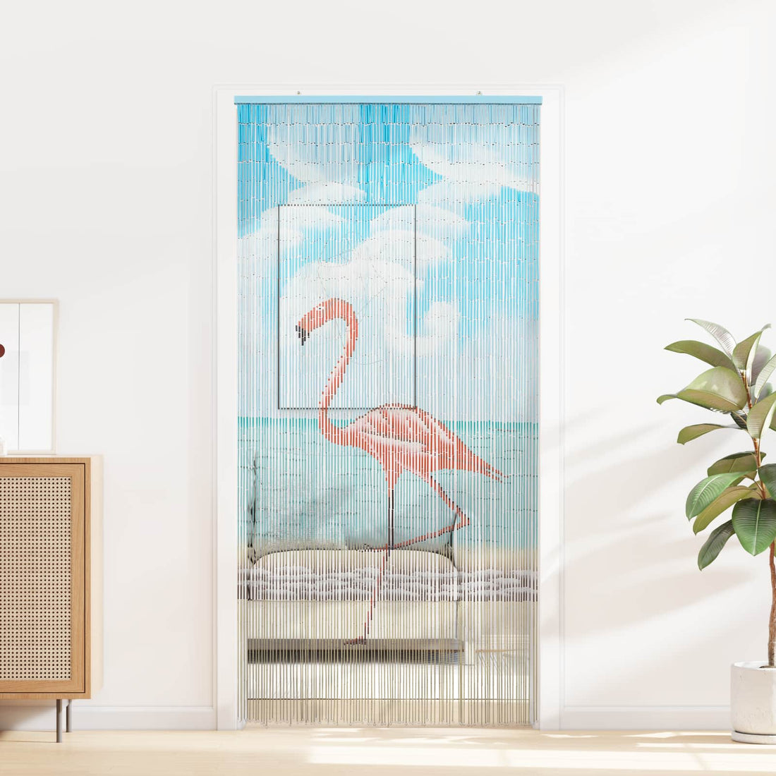 vidaXL Cortina de Puerta Insectos Multicolor 100 x 200 cm Bambú