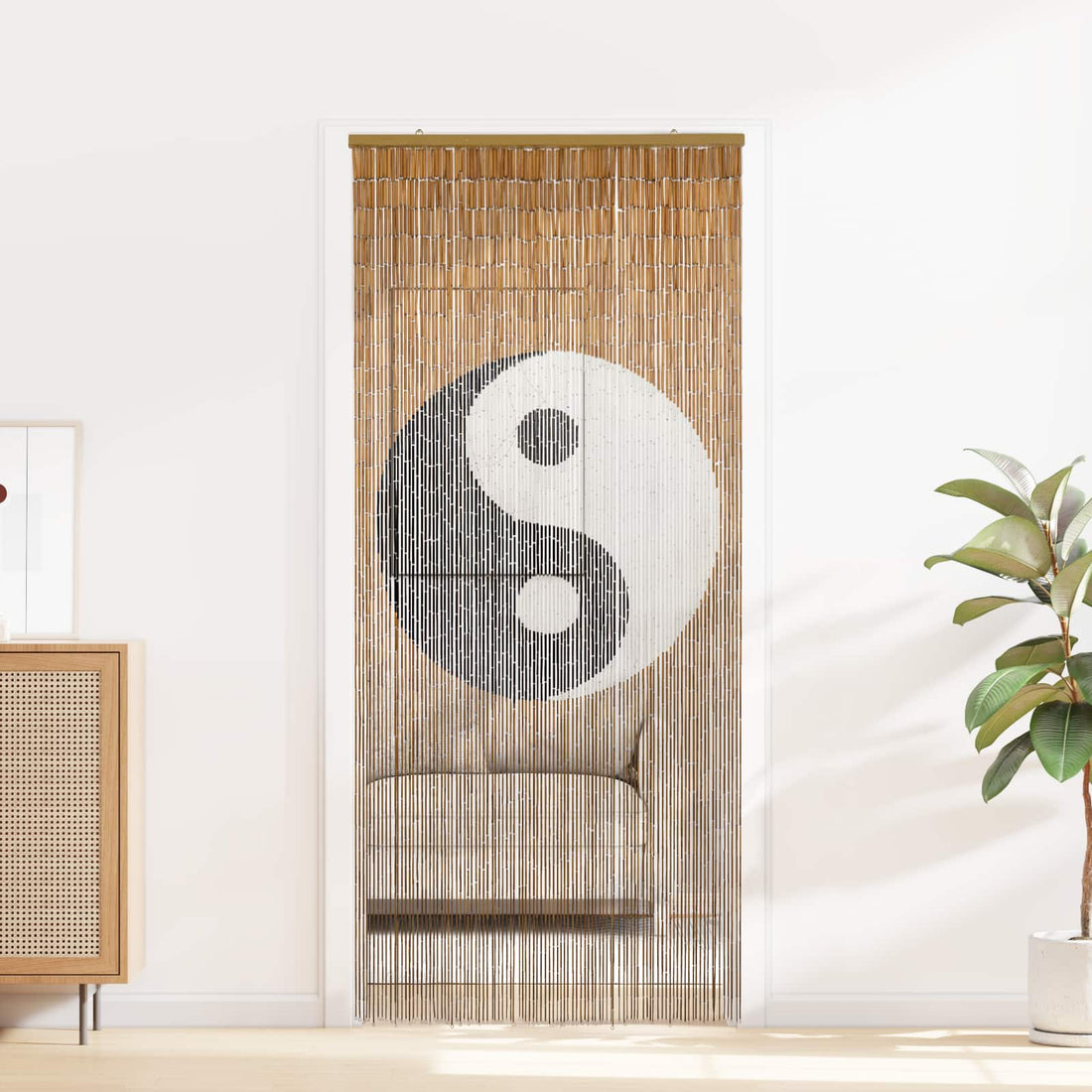 vidaXL Cortina de Puerta Insectos Multicolor 100 x 200 cm Bambú