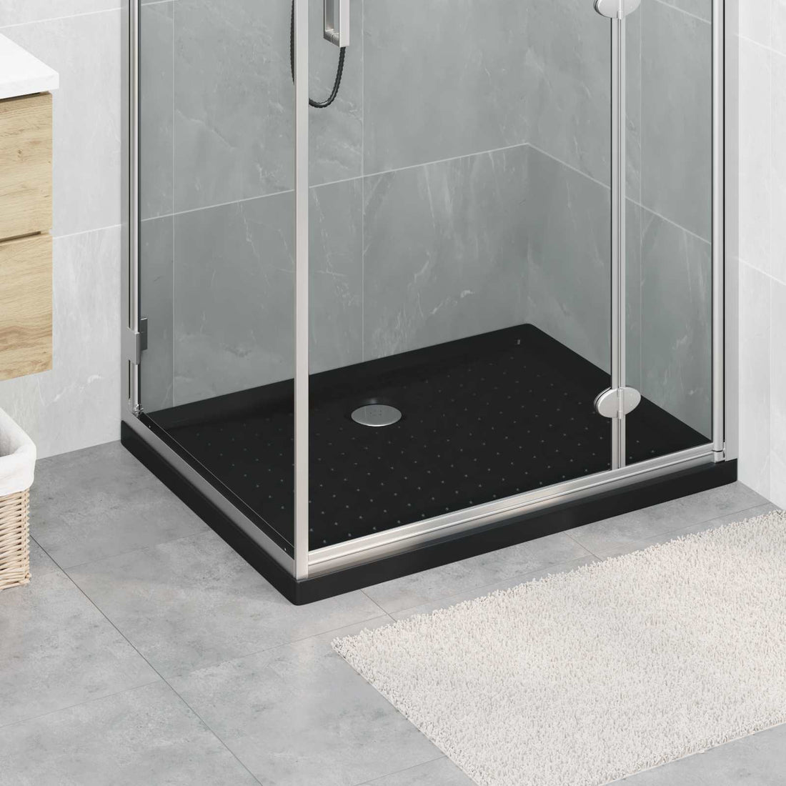vidaXL Bandeja Base de Ducha con Puntos 90 x 70 x 4 cm ABS Negro