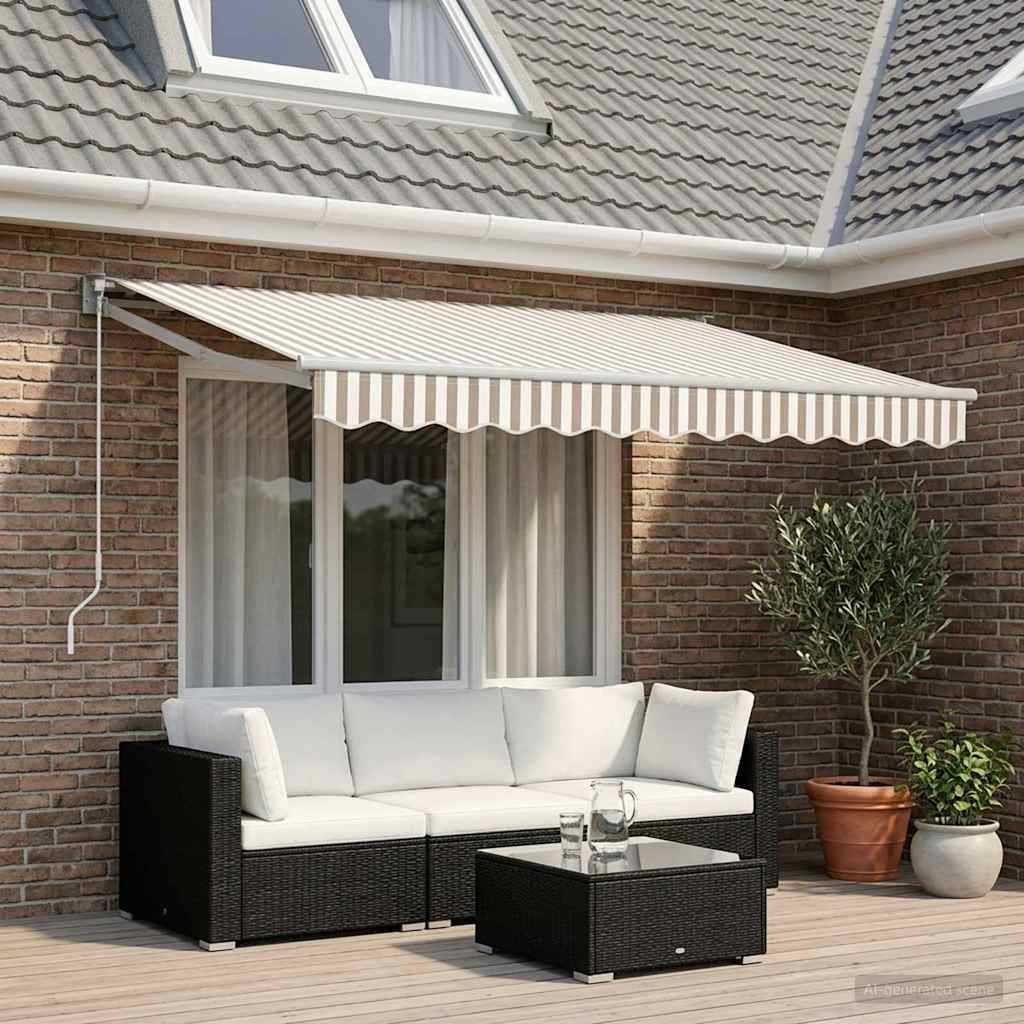 vidaXL Toldo retráctil Gris claro y blanco. 3,5 x 2 m