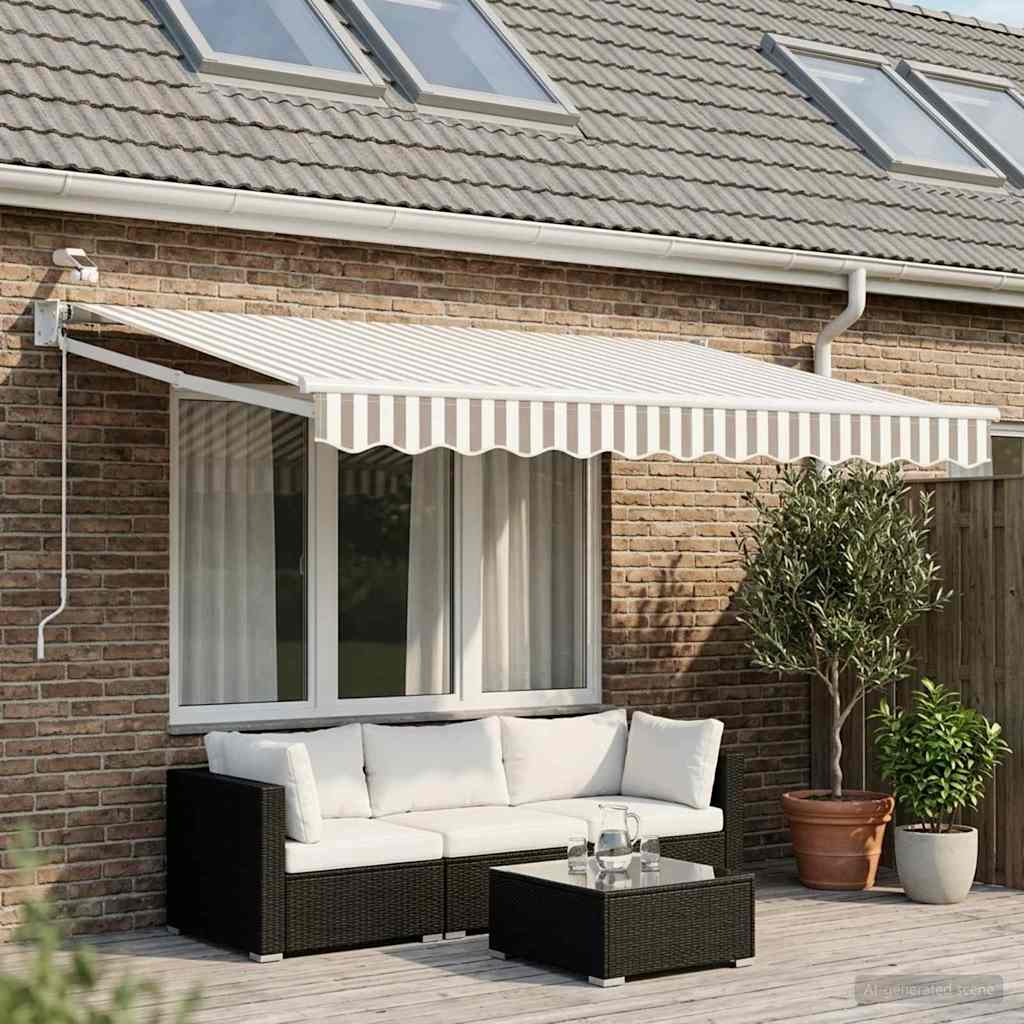 vidaXL Toldo Retráctil Eléctrico Gris claro y blanco.