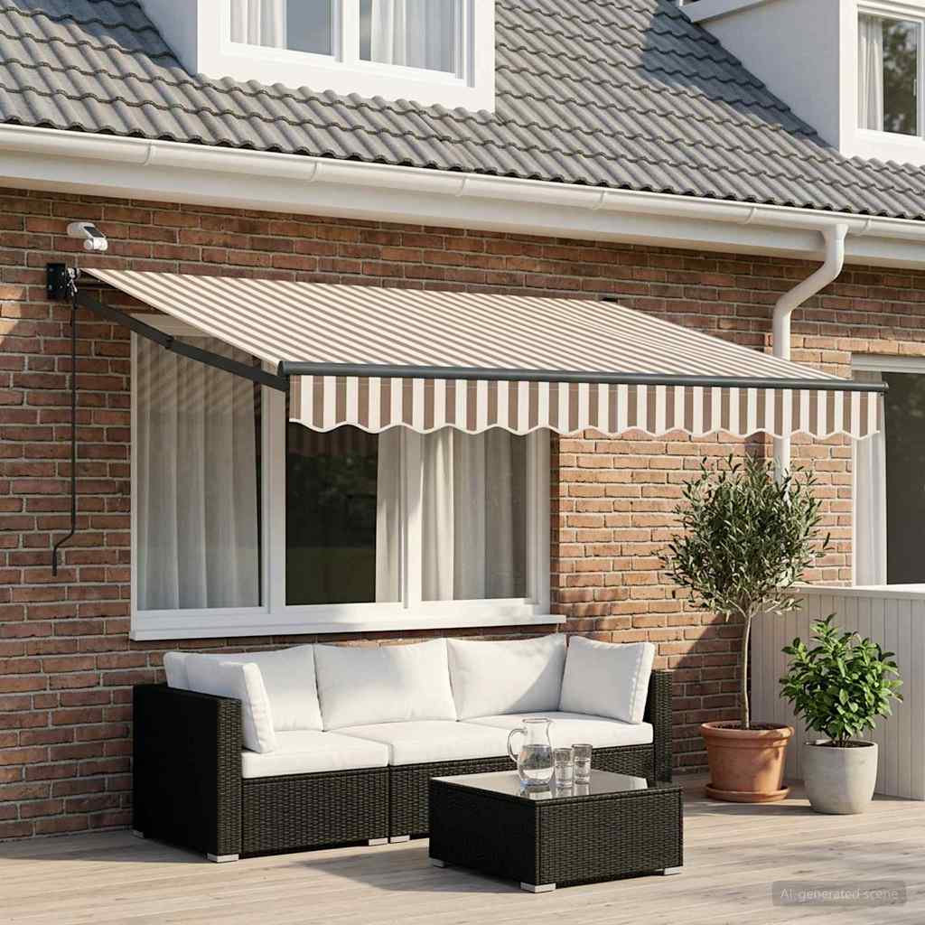 vidaXL Toldo Retráctil Eléctrico Gris claro y blanco.