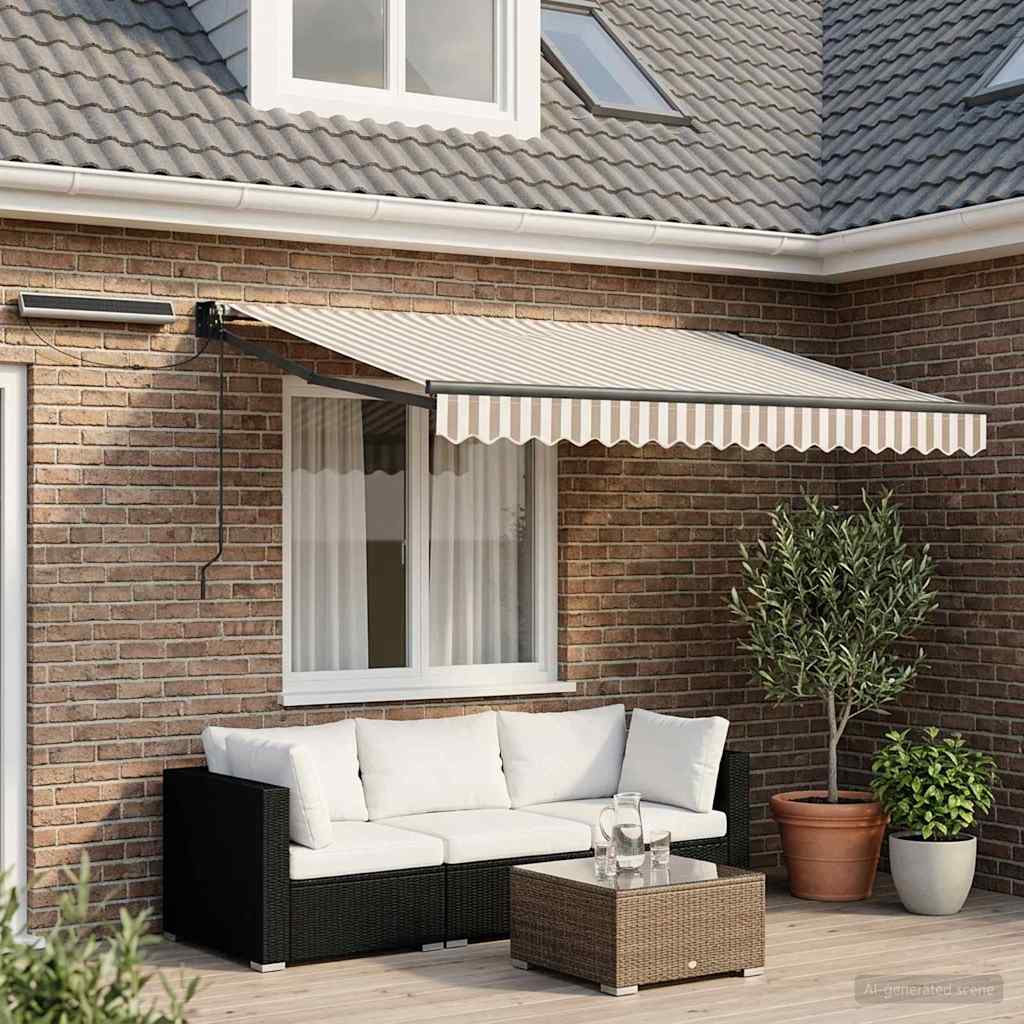 vidaXL Toldo Retráctil Eléctrico Gris claro y blanco. 3 x 2,5 m