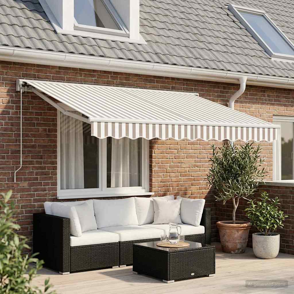 vidaXL Toldo retráctil Gris claro y blanco. 3,5 x 2 m