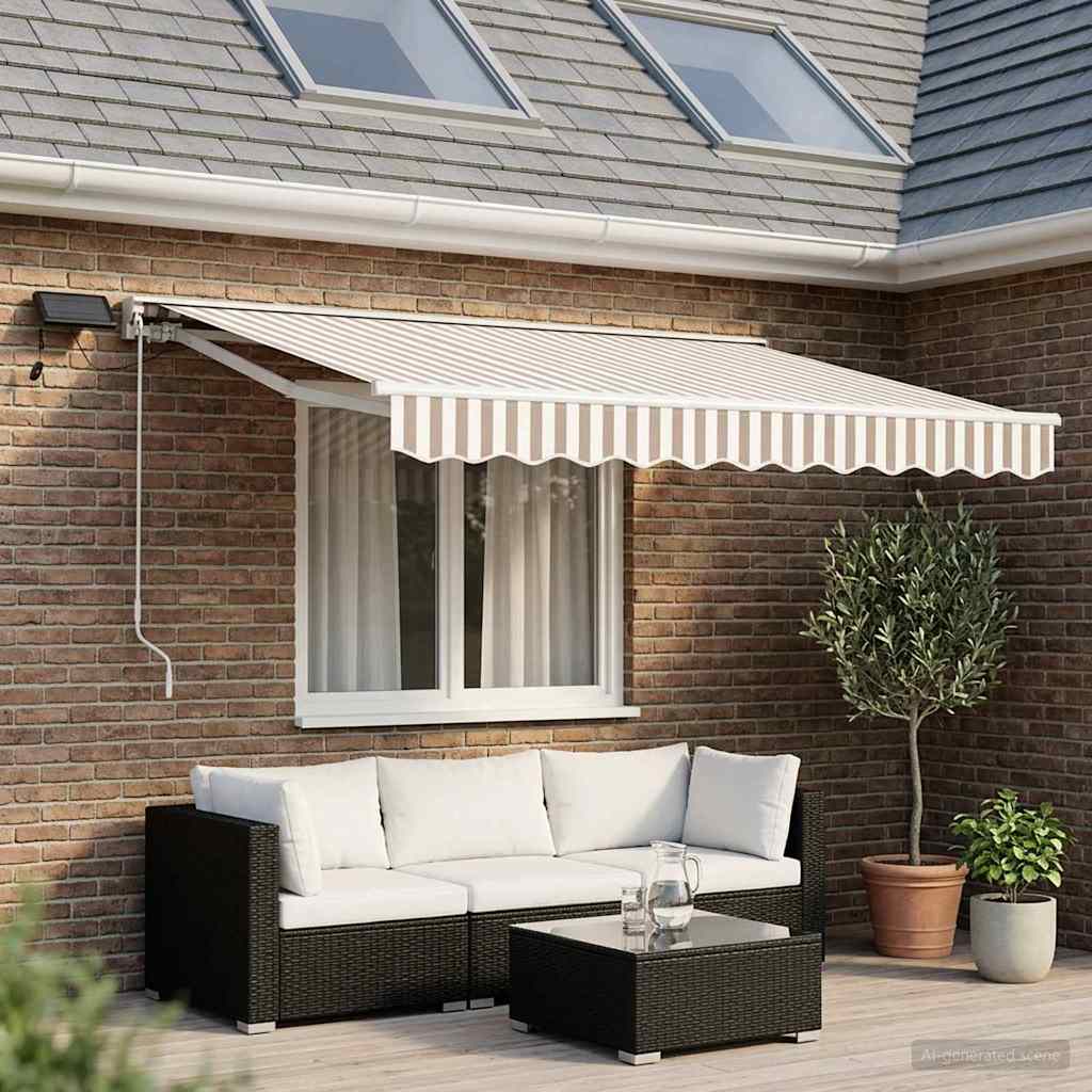 vidaXL Armazón de toldo manual con LEDs Gris claro y blanco. 3,5 x 2 m