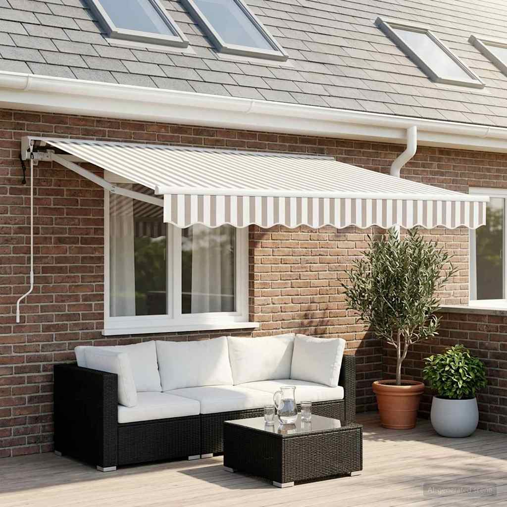 vidaXL Toldo Retráctil Eléctrico Gris claro y blanco. 3,5 x 2,5 m