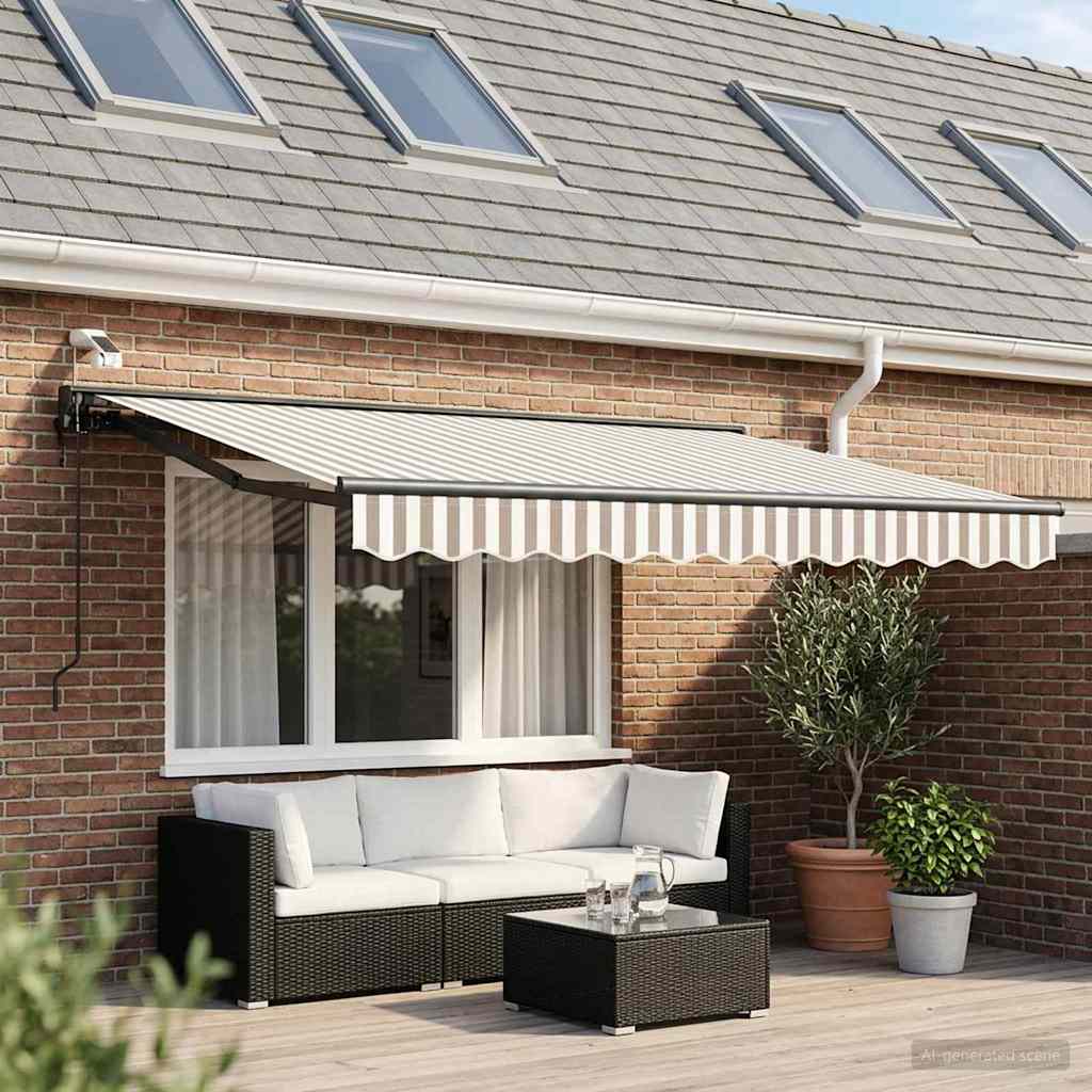vidaXL Toldo Retráctil Eléctrico Gris claro y blanco. 3,5 x 2,5 m