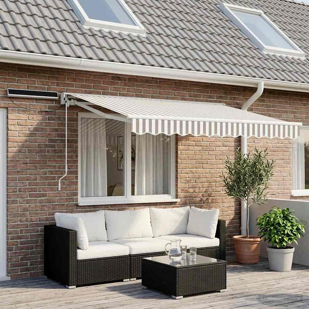 vidaXL Toldo Retráctil Eléctrico Gris claro y blanco. 3,5 x 2,5 m
