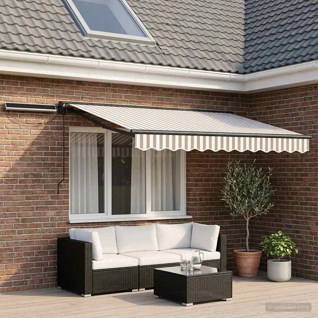 vidaXL Toldo Retráctil Eléctrico Gris claro y blanco. 3 x 2,5 m