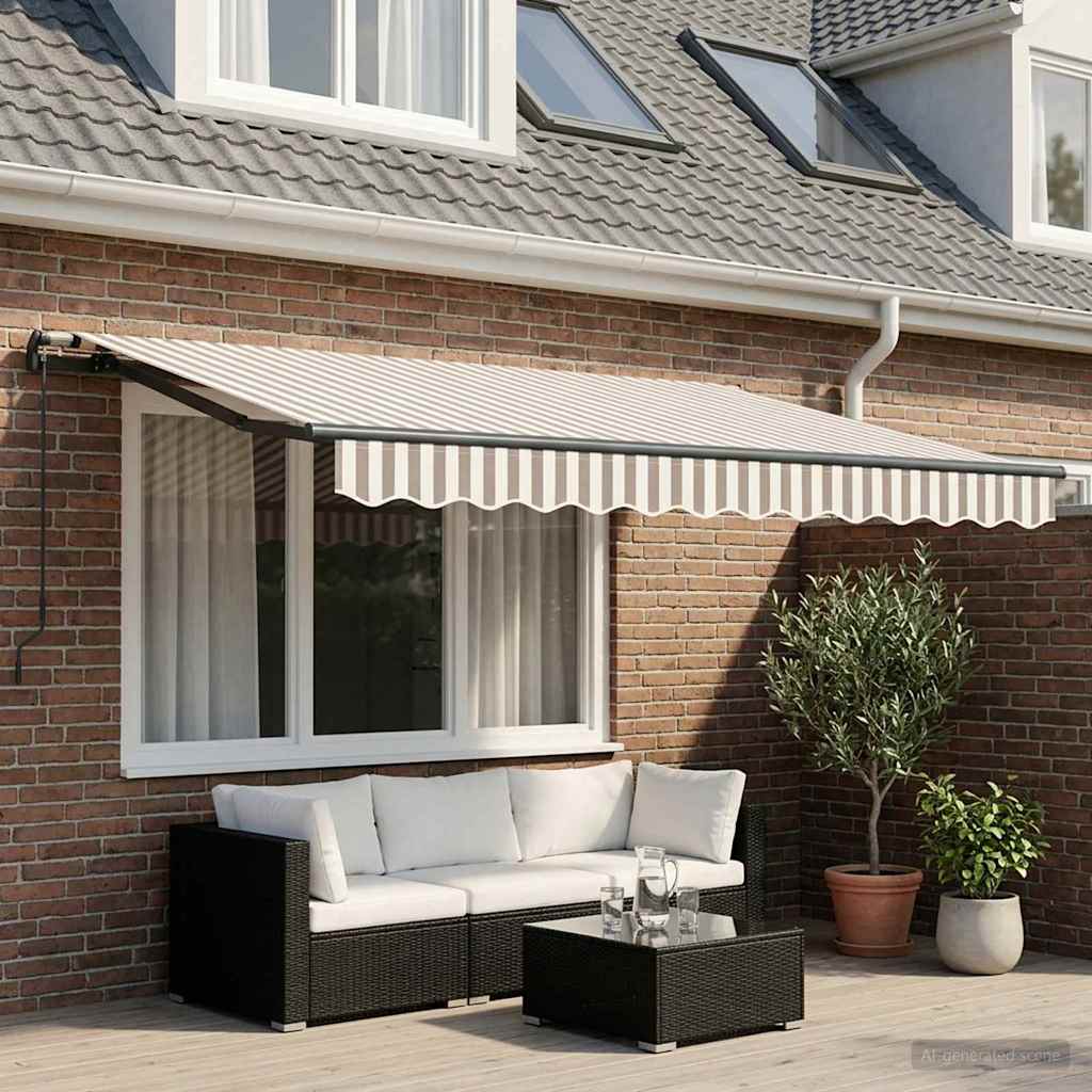 vidaXL Toldo retráctil Gris claro y blanco. 300 x 250 cm