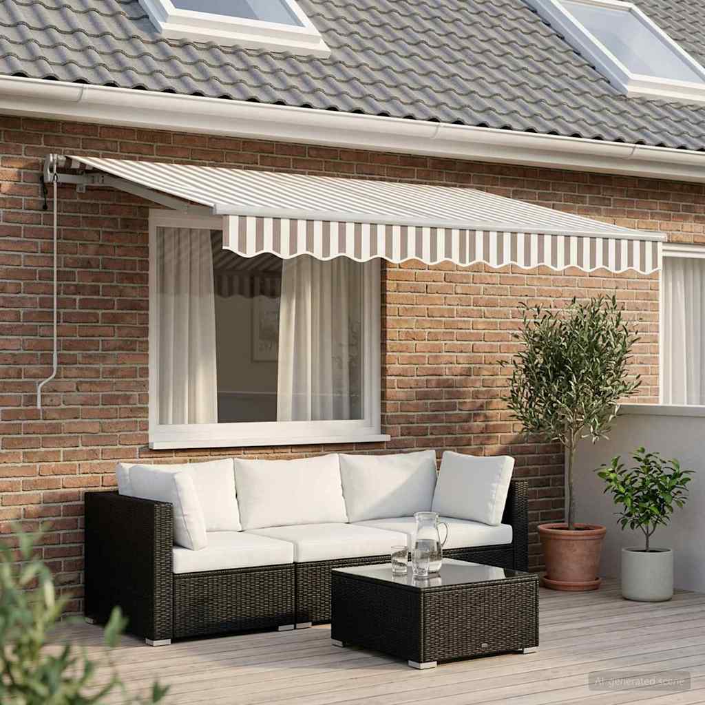 vidaXL Toldo retráctil Gris claro y blanco. 300 x 250 cm
