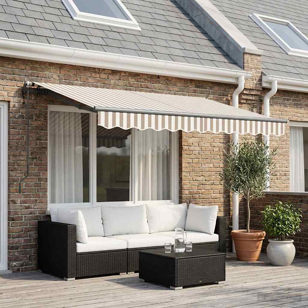 vidaXL Toldo retráctil Gris claro y blanco. 3,5 x 2 m tela